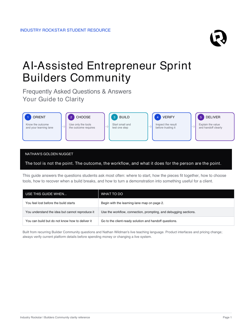 Cover of the Builders Community FAQ and Clarity Guide